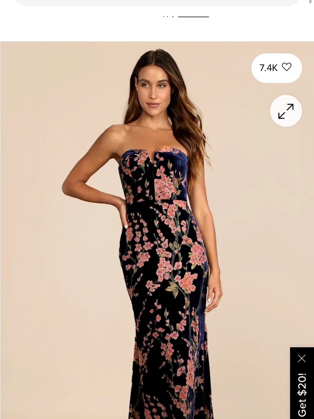 Lulu's Black Strapless Maxi Dress with Pink Floral Print